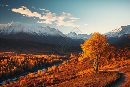 山水与秋色背景图片