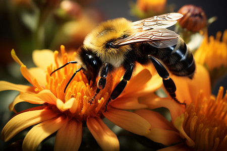 大黄蜂采蜜背景图片