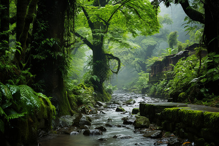 亚马逊树蟒雨林幻境背景