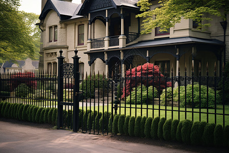 围栏设计维多利亚花园中的古堡背景