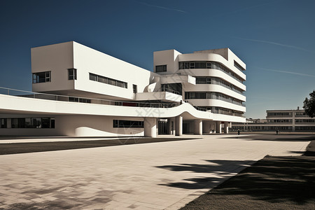 欧洲现代柏林分离：现代建筑设计学校的黑白对称背景