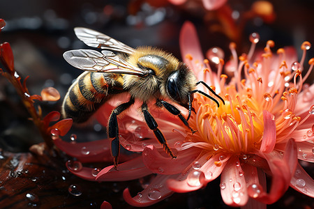 蜜蜂在采蜜背景图片
