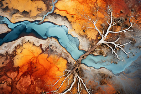 绘画河流自然的绘画背景