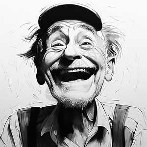 老人高兴开心的老人插画