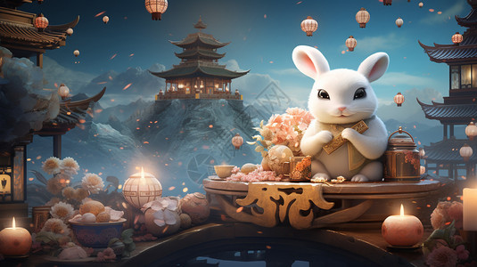 中秋节的玉兔图片