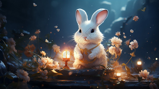 中秋节可爱的兔子背景图片