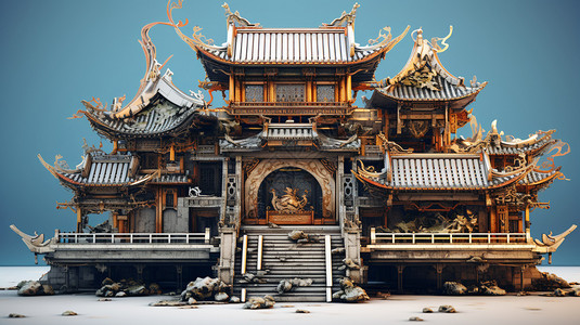 队员少年强中国强黑板报历史感强的建筑插画