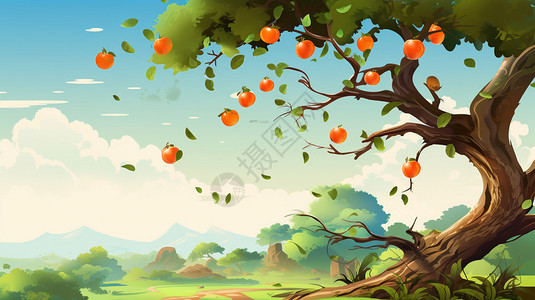 种植园树苹果种植园插画