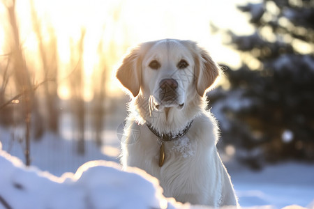 雪地里金毛犬雪地中的金毛犬背景