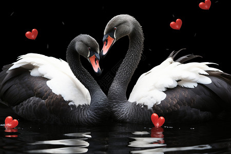 动物心形素材黑天鹅动物背景