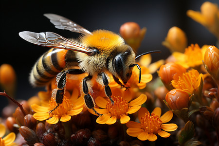 雏菊上的小蜜蜂图片
