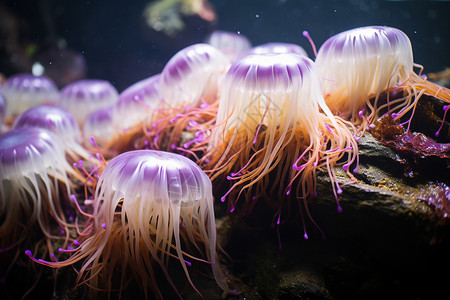 海洋中游动的水母高清图片