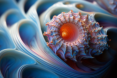 唯美蓝色花纹五彩斑斓的蜗牛壳背景
