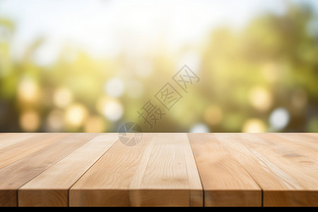 绿色木材清新自然阳光木桌背景