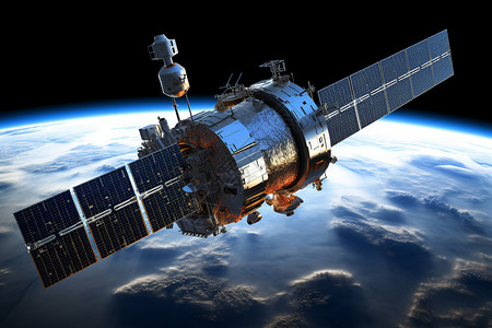 科技感通信地球宇宙中航行的卫星背景