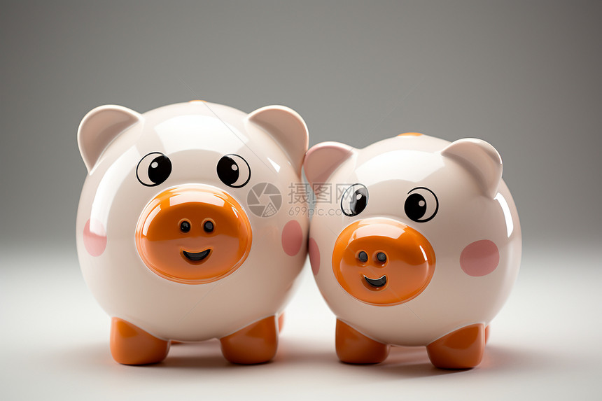 两个小猪存钱罐图片