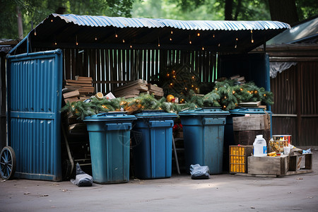 圣诞节后的垃圾回收站背景图片