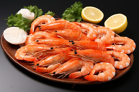 新鲜海鲜的鲜虾刺身背景图片