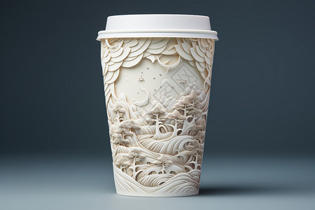 纸雕立体创意的奶茶杯背景图片