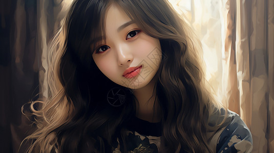 亚洲年轻女子年轻美丽的东方女子插画