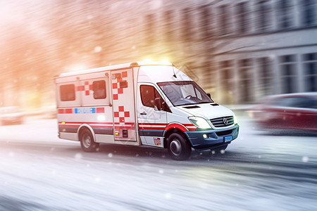 救护车行驶紧急救援的救护车设计图片