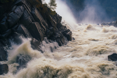 峡谷间的惊险湍流背景图片