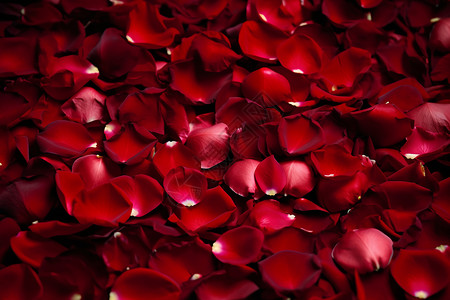 红玫瑰花海庆祝节日的红玫瑰花瓣花海背景
