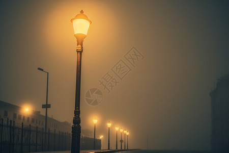 夜幕中的城市迷雾图片