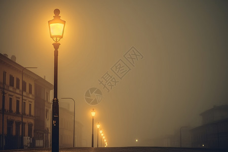 夜晚街道照明的路灯背景图片