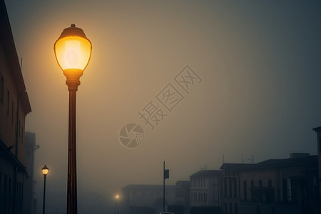 灯光照亮迷雾中的街道背景图片