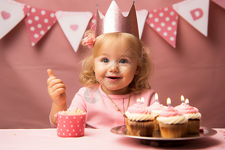 公主蛋糕过生日的小女孩背景