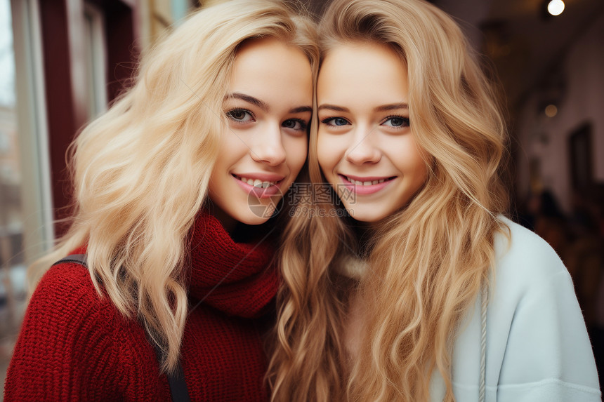 微笑的两个女孩图片