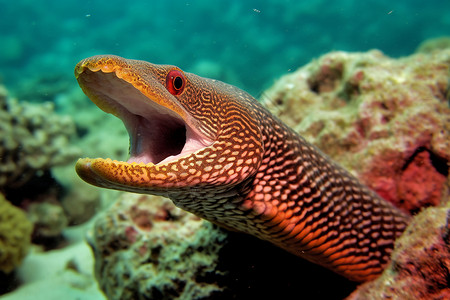 深海中的野生鳗鱼高清图片