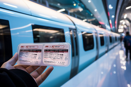 现代高铁的车票背景图片