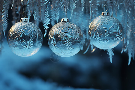 雪花树上的圣诞装饰高清图片