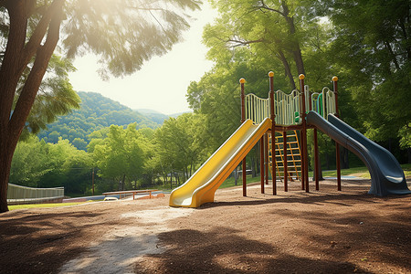 公园中宁静的儿童游乐区图片