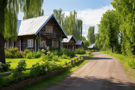 乡村复古的房屋建筑景观图片