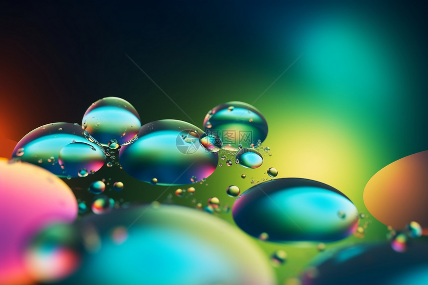 五彩斑斓的水滴气泡背景图片