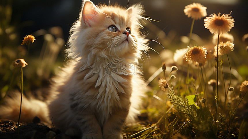 草地上的波斯猫图片