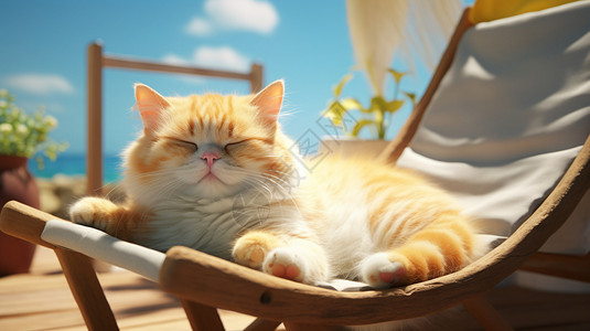 眯眼晒太阳的猫高清图片