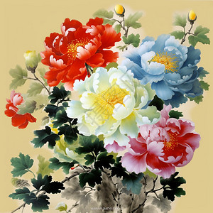 盛开的牡丹花背景图片