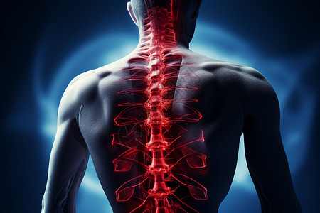 男性背部脊柱患病的男性设计图片
