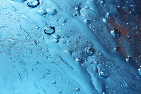 天气潮湿蓝色背景的雨滴设计图片