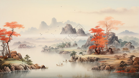 秋冬再販中国画,山水画, 花鳥画, 寫意画, 風景画, 水墨画, 漓江山水 水墨画