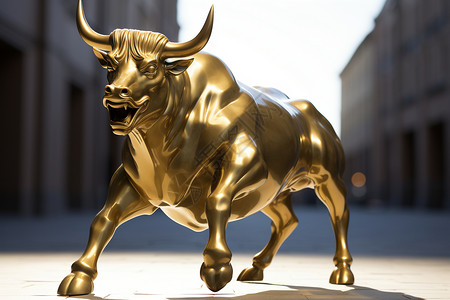 立体的金牛雕像高清图片