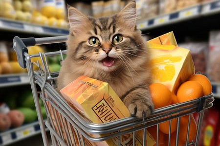 购物车里的小猫图片