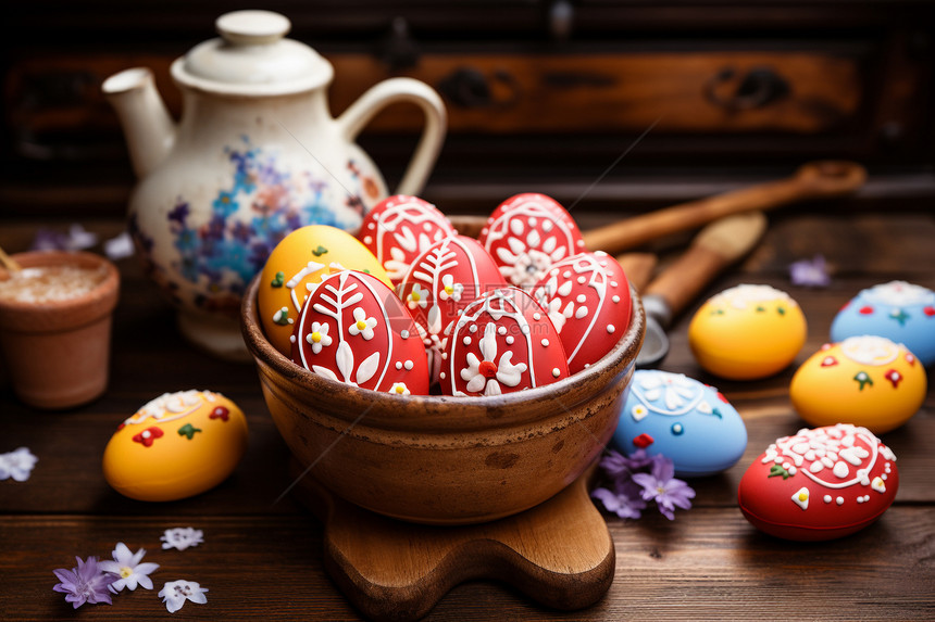 复活节的彩绘鸡蛋图片