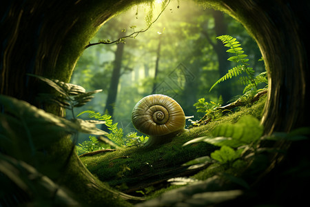蜗牛穿越树林的旅程图片