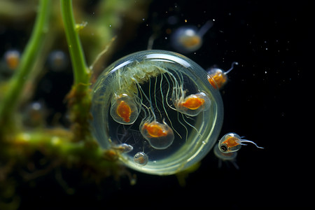 胚胎着床游动的海下生物背景