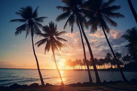 休假地的椰子树图片